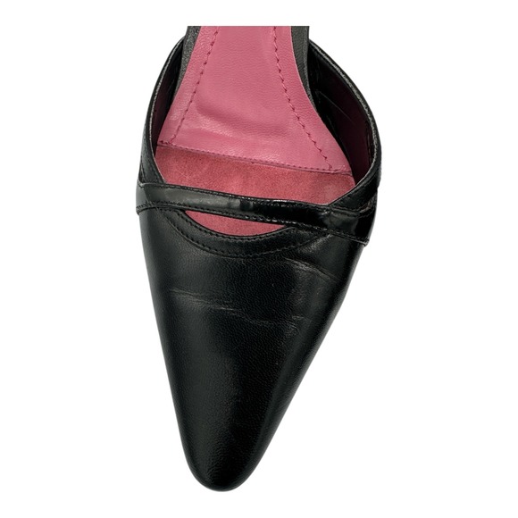 Ann Taylor Black Leather Pointed Toe Kitten Heel Mules Women's Size 7 M - Picture 5 of 14